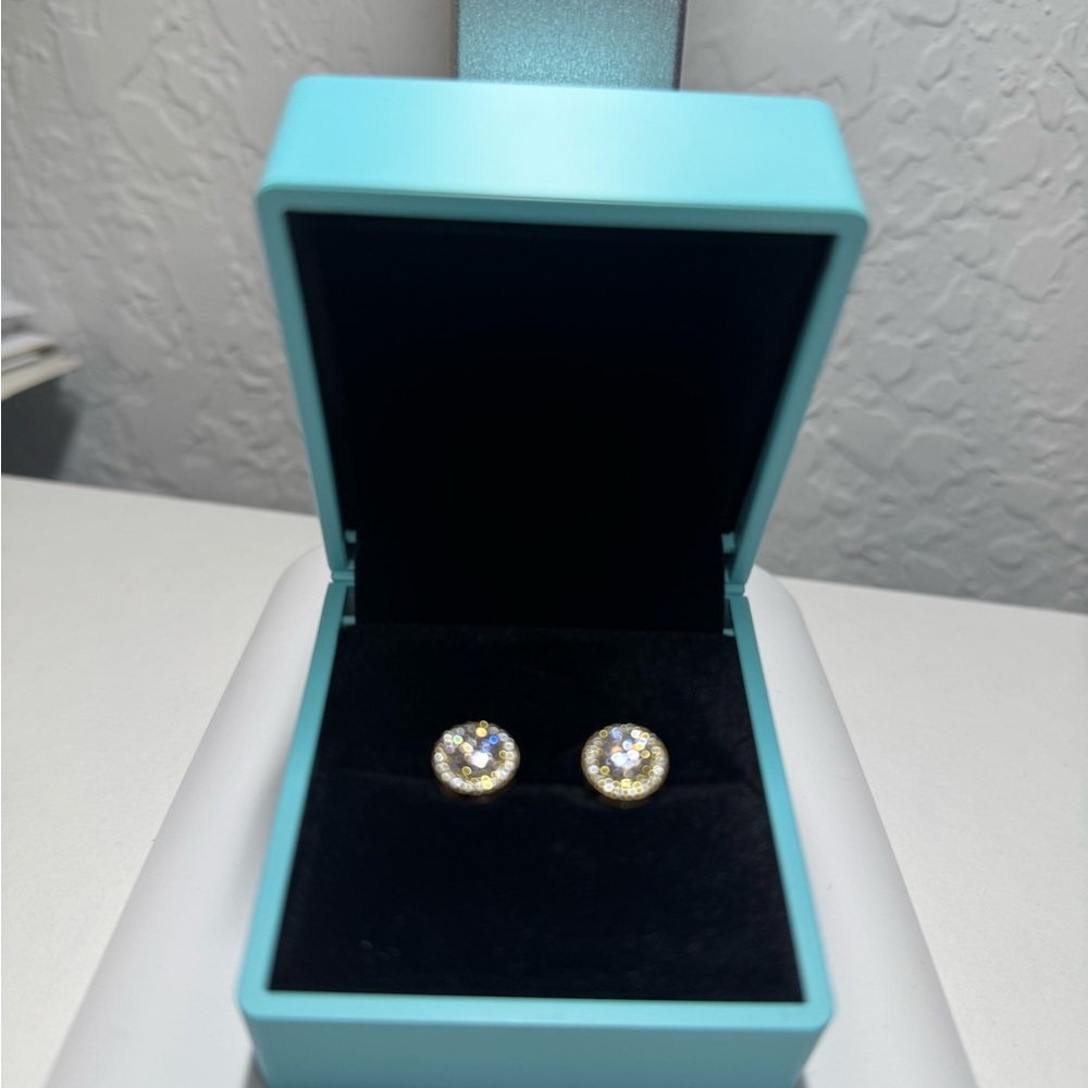 Sparkling Gold and Silver Stud Earrings